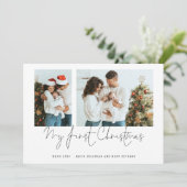 Cartes Pour Fêtes Annuelles Bébé 1er Noël 2 Photos Script Annonce de naissance (Debout devant)