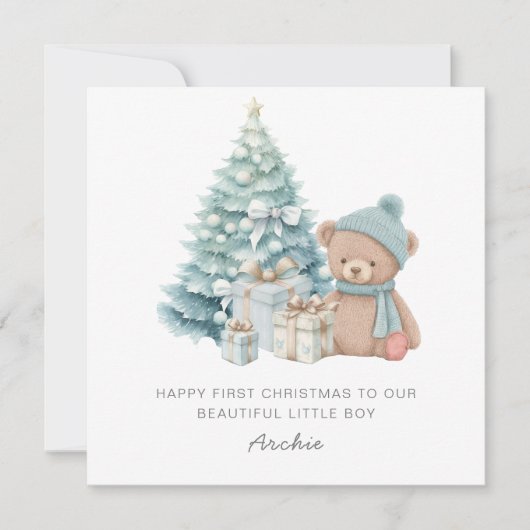 Cartes Pour Fêtes Annuelles Bébé 1er Noël mignon ours en peluche (Devant)