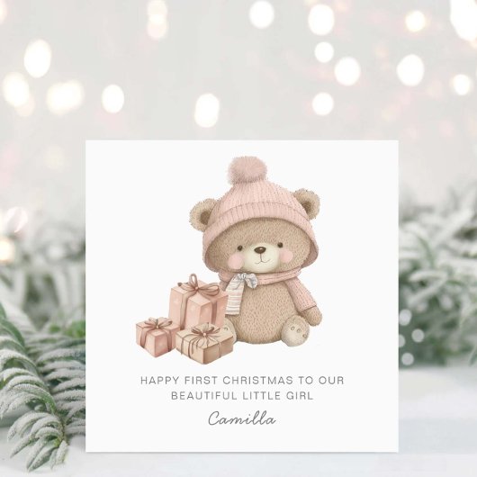 Cartes Pour Fêtes Annuelles Bébé 1er Noël mignon ours en peluche
