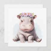 Cartes Pour Fêtes Annuelles Bébé adorable Hippopotamus (Devant / Derrière)