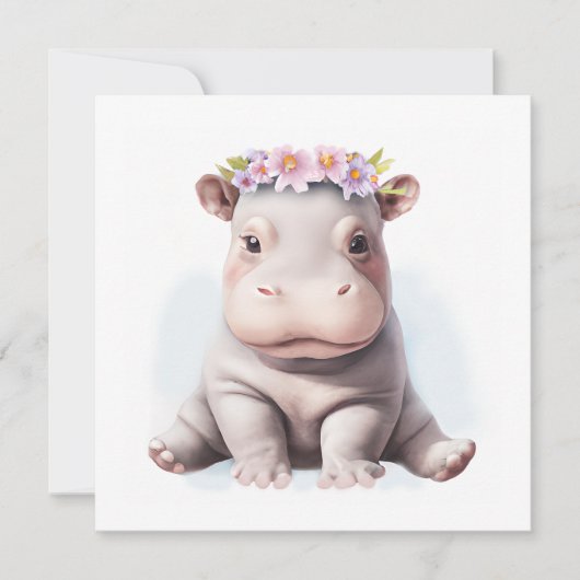Cartes Pour Fêtes Annuelles Bébé adorable Hippopotamus (Devant)