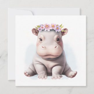 Cartes Pour Fêtes Annuelles Bébé adorable Hippopotamus