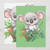 Cartes Pour Fêtes Annuelles Bébé adorable Ours Koala (Devant / Derrière)