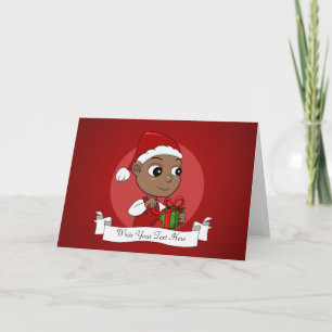 Cartes Pour Fêtes Annuelles Bébé afro-américain mignon avec chapeau de Père No