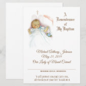 Cartes Pour Fêtes Annuelles Bébé Baptême Baptême Certificat de baptême (Devant / Derrière)