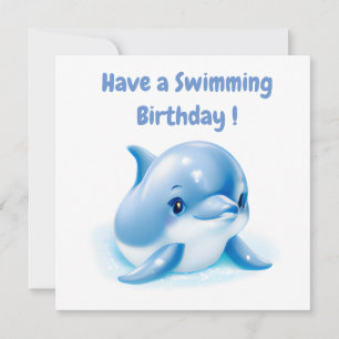 Cartes Pour Fêtes Annuelles Bébé bleu adorable Dauphin