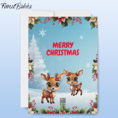 Cartes Pour Fêtes Annuelles Bébé cerf, pie, chevreau, 🦌 rennes floraux 🎄 nei