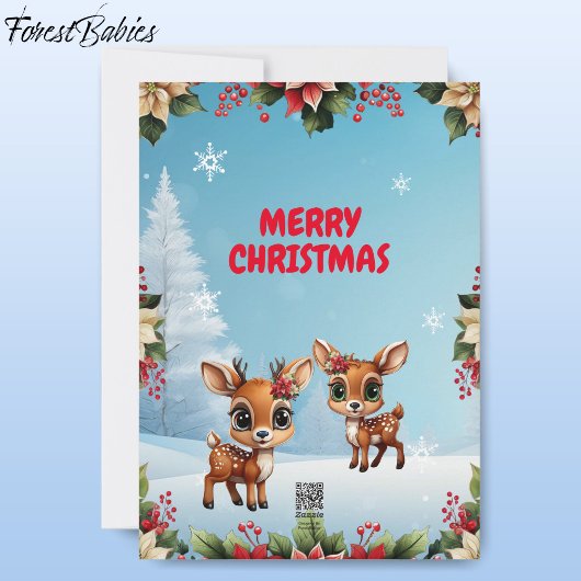 Cartes Pour Fêtes Annuelles Bébé cerf, pie, chevreau, 🦌 rennes floraux 🎄 nei