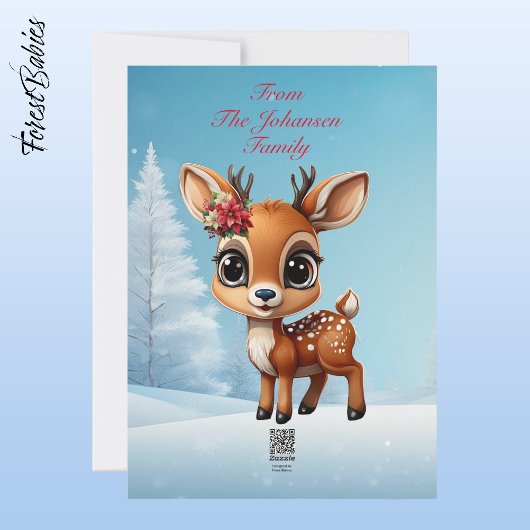 Cartes Pour Fêtes Annuelles Bébé cerf, pie, chevreau, 🦌 rennes floraux 🎄 nei