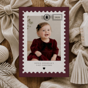 Cartes Pour Fêtes Annuelles Bébé de 1ère Noël avec timbre-poste de Bourgogne