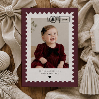 Cartes Pour Fêtes Annuelles Bébé de 1ère Noël avec timbre-poste de Bourgogne