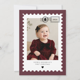 Cartes Pour Fêtes Annuelles Bébé de 1ère Noël avec timbre-poste de Bourgogne