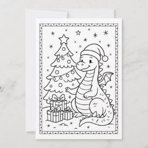 Cartes Pour Fêtes Annuelles Bébé de Noël mignon Dinosaure coloration plat Note