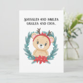 Cartes Pour Fêtes Annuelles Bébé d'ours personnalisé Premier Noël QR Code Salu (Debout devant)