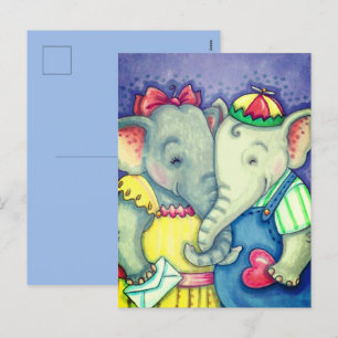 CARTES POUR FÊTES ANNUELLES BÉBÉ ÉLÉPHANTS PREMIER AMOUR, PACHYDERME MILIEUX