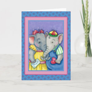 CARTES POUR FÊTES ANNUELLES BÉBÉ ÉLÉPHANTS PREMIER AMOUR, PACHYDERME MILIEUX