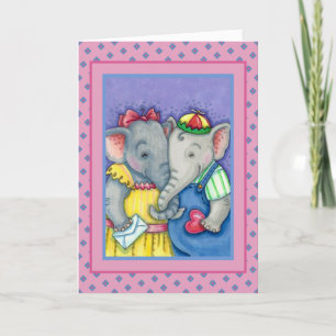 CARTES POUR FÊTES ANNUELLES BÉBÉ ÉLÉPHANTS PREMIER AMOUR, PACHYDERME MILIEUX