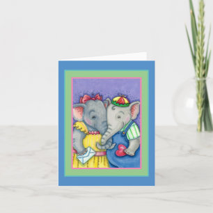 CARTES POUR FÊTES ANNUELLES BÉBÉ ÉLÉPHANTS PREMIER AMOUR, PACHYDERME MILIEUX