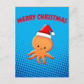 Cartes Pour Fêtes Annuelles Bébé en caricature mignonne Octopus Santas Casquet (Devant)