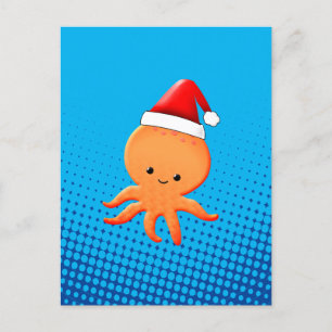 Cartes Pour Fêtes Annuelles Bébé en caricature mignonne Octopus Santas Casquet