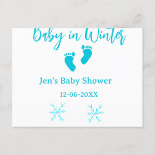 Cartes Pour Fêtes Annuelles Bébé en hiver baby shower bleu bébé pieds snowflak