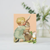 Cartes Pour Fêtes Annuelles BÉBÉ HUGGING PÂQUES BUNNY, Rose (Debout devant)