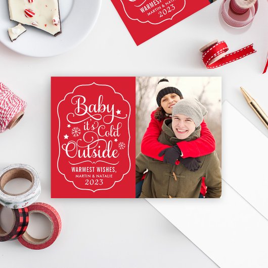 Cartes Pour Fêtes Annuelles Bébé il fait froid à l'extérieur Photo de script r
