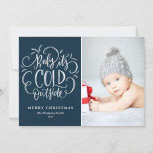 Cartes Pour Fêtes Annuelles Bébé Il fait froid dehors Bleu Joyeux Noël Photo