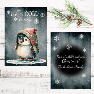 Cartes Pour Fêtes Annuelles Bébé il fait froid dehors Pingouin