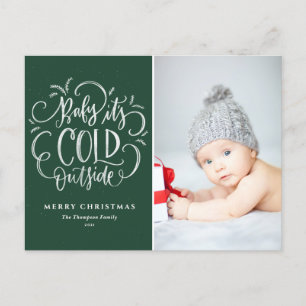 Cartes Pour Fêtes Annuelles Bébé Il fait froid dehors Vert Joyeux Noël Photo