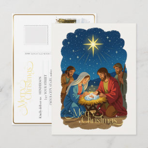 Cartes Pour Fêtes Annuelles Bébé Jésus dans la crèche Scène de Noël Votre Phot