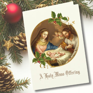 Cartes Pour Fêtes Annuelles Bébé Jésus Manger Messe de Noël Offrant Mémorial