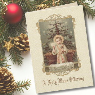 Cartes Pour Fêtes Annuelles Bébé Jésus Manger Messe de Noël Offrant Mémorial