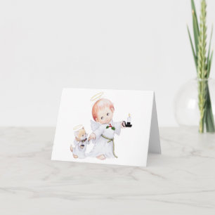 Cartes Pour Fêtes Annuelles Bébé mignon Ange Et Chat
