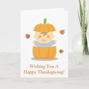 Cartes Pour Fêtes Annuelles Bébé mignon en Citrouille, Bon thanksgiving