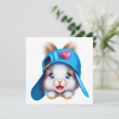 Cartes Pour Fêtes Annuelles Bébé mignon Fluffy Hiphop avec Casquette bleu (Debout devant)