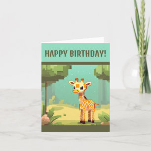 Cartes Pour Fêtes Annuelles Bébé mignon Giraffe Pixel Art