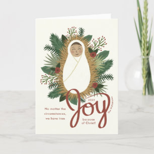 Cartes Pour Fêtes Annuelles Bébé mignon Jésus Script Joie Nativité Noël