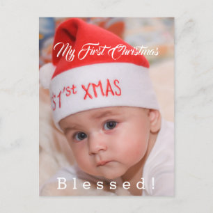 Cartes Pour Fêtes Annuelles Bébé Mignon Mon Premier Noël Chapeau de Père Noël