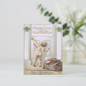 Cartes Pour Fêtes Annuelles Bébé Nouvel An Chérubin Ange Trèfle à quatre feuil (Debout devant)