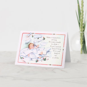 Cartes Pour Fêtes Annuelles Bébé Nouvel An Holly Ange Chérubin