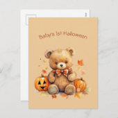 Cartes Pour Fêtes Annuelles Bébé Ours Premier Halloween Salutation (Devant / Derrière)