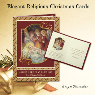 Cartes Pour Fêtes Annuelles Bébé religieux Jésus Anges de Noël Prêtre