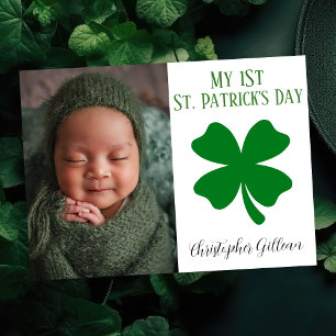 Cartes Pour Fêtes Annuelles Bébé Simple Photo Shamrocks de la 1ère St Patrick