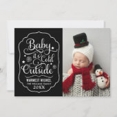Cartes Pour Fêtes Annuelles Bébé son froid dehors noir script photo (Devant)