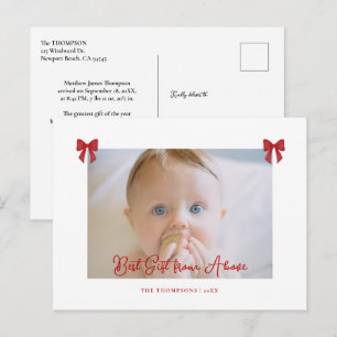 Cartes Pour Fêtes Annuelles Bébé Statistiques Rubans Rouges Élégant Simple Pho