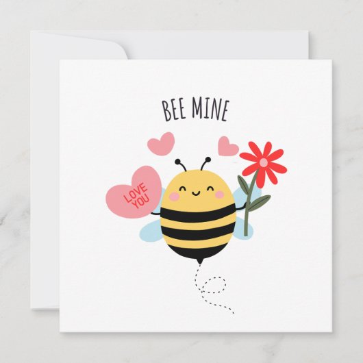 Cartes Pour Fêtes Annuelles Bee Mine Valentine Flat Card (Devant)