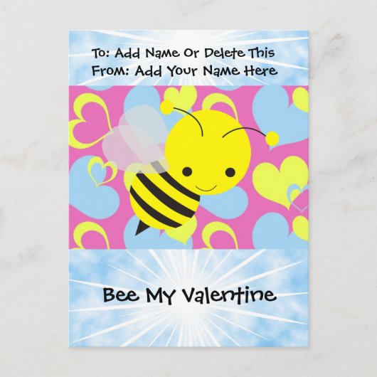 Cartes Pour Fêtes Annuelles Bee My Valentine (Devant)