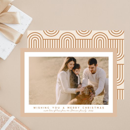 Cartes Pour Fêtes Annuelles Beige neutre photo élégant Boho Noël