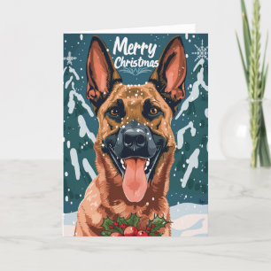 Cartes Pour Fêtes Annuelles Belge Malinois Joyeux Noël Personnalisé